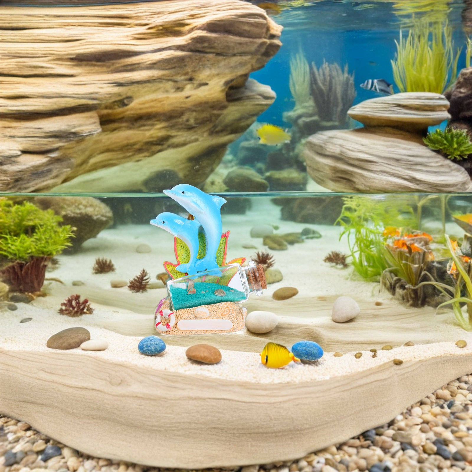 Aquarium Fish Dolphin - Dolphin Sculpture Drift Bottle Resin Sand