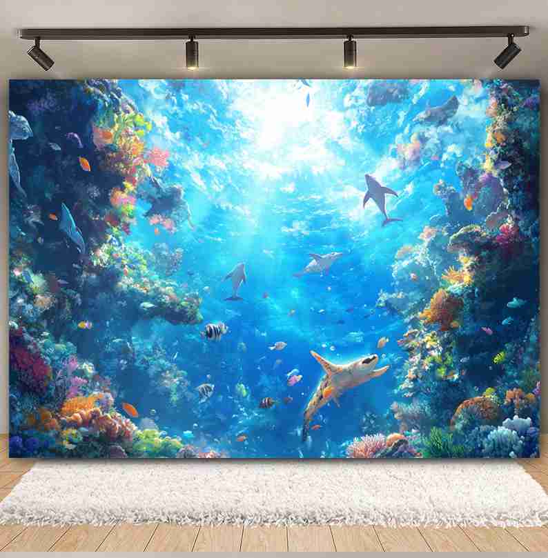 Underwater World Background  F - Aquarium Fish Dolphin recension och pris