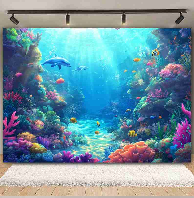 Underwater World Background  F - Aquarium Fish Dolphin recension och pris