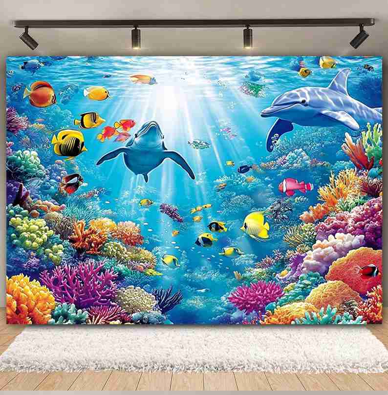 Underwater World Background  F - Aquarium Fish Dolphin recension och pris
